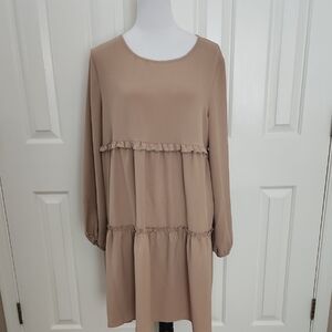 Elegant Tan Midi Dress